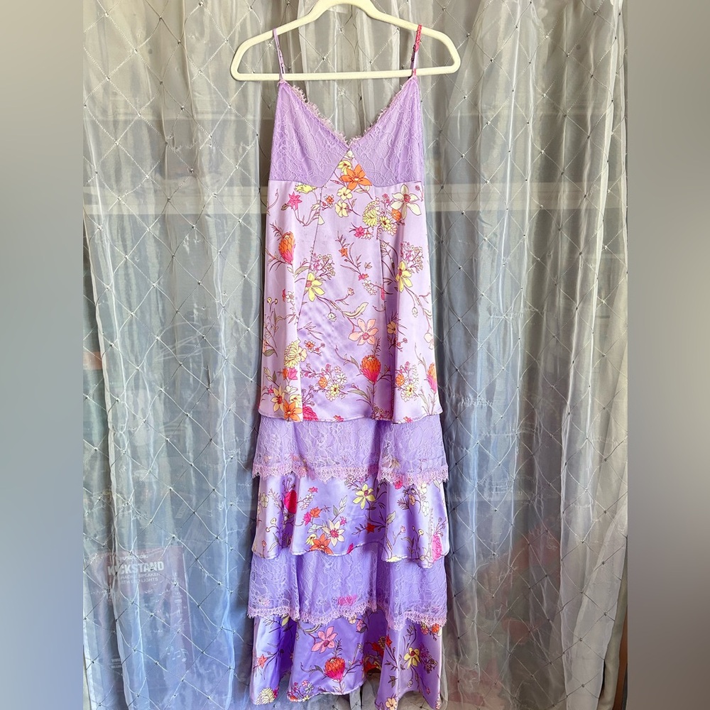 Purple layered floral dress